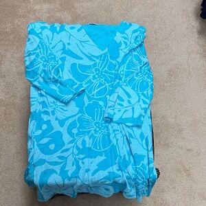 Blue Floral Long Sleeve Dress